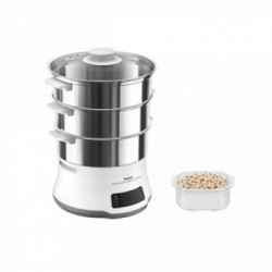 Tefal Convenient Series Deluxe VC502D10 pentola a vapore 3 cestello/i Superficie piana 900 W Acciaio inossidabile, Bianco