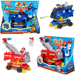 PAW Patrol , veicolo trasformabile Rise and Rescue con personaggio Chase o Marshall e accessori, giocattoli per bambini dai 3