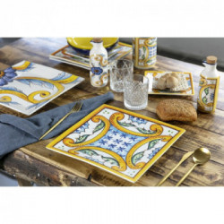 Villa D'Este Home Tivoli 'Le Riggiole', Set 6 Piatti Piani Quadrati 30 x 30 cm