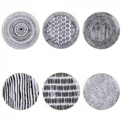 Villa D'Este Home Tivoli 'Masai Black', Set 6 Piatti Frutta in Porcellana