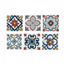 Villa D'Este Home Tivoli 'Barrio', Set 6 Piatti Piani Quadrati 30 x 30 cm in Porcellana