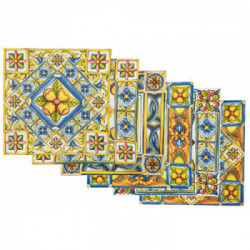 Villa D'Este Home Tivoli 'Costiera', Set 6 Piatti Quadrati 30 x 30 cm in Porcellana