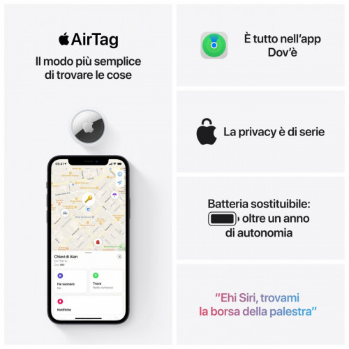 Apple AirTag - Rilevatore GPS per dispositivi...