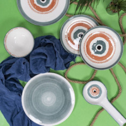 Villa D'Este Home Tivoli 'Occhio Marino Arancio', Set 6 Piatti piani 26 cm