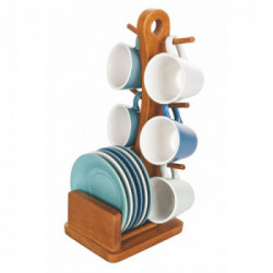 Villa D'Este Home Tivoli' Shades of Ocean', Set 6 tazzine caffè con stand
