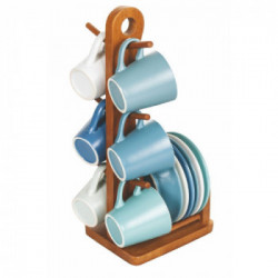 Villa D'Este Home Tivoli' Shades of Ocean', Set 6 tazzine caffè con stand