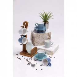 Villa D'Este Home Tivoli' Shades of Ocean', Set 6 tazzine caffè con stand