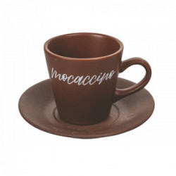 Villa D'Este Home Tivoli' Shades of Chocolate', Set 6 tazzine caffè con stand