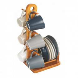 Villa D'Este Home Tivoli' Shades of Stones', Set 6 tazzine caffè con stand