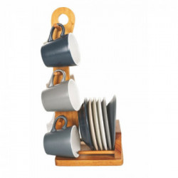 Villa D'Este Home Tivoli' Shades of Stones', Set 6 tazzine caffè con stand