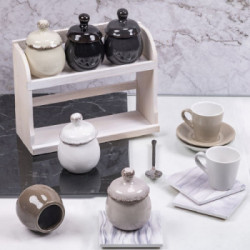 Villa D'Este Home Tivoli' Shades of Stones', Set 6 tazzine caffè con stand