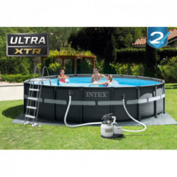 Intex 26330NP Ultra Frame XTR - Piscina Rotonda Ø549x132 cm, con Filtro a Sabbia, Doppio Telo, Scala di Sicurezza