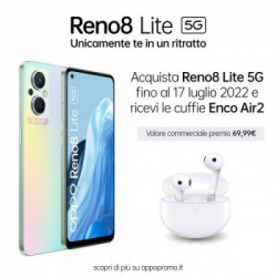 OPPO Reno RENO8 Lite Smartphone, AI Tripla fotocamera 64+2+2MP, Display 6.4” 60HZ AMOLED, 4500mAh, RAM 8GB(Esp
