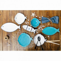Villa D'Este Home Tivoli 'Open Fish', Set 2 Piatti da portata celeste