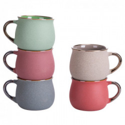 Villa D'Este Home Tivoli 'Glazed', Set 5 Tazze con manico e bordo oro