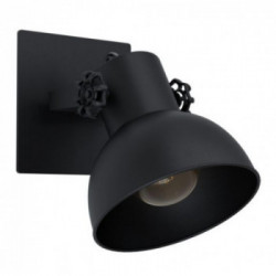 Eglo BARNSTAPLE 1 Faretto Struttura in legno, Finitura neroDiffusore in acciaio, Finitura nero 16x16 cm, Lampadina non Incl.