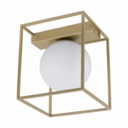 Eglo VALLASPRA Plafo-Applique Struttura in Metallo, Finitura Platino Diffusore in vetro opale, Finitura Bianco 16,5x16,5xh19 cm