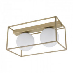 Eglo VALLASPRA Plafo-Applique Struttura in Metallo, Finitura Platino Diffusore in vetro opale, Finitura Bianco 35x16,5xh19 cm