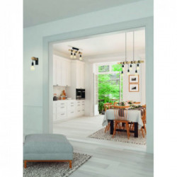 Eglo TOWNSHEND Plafoniera Struttura in Metallo e Legno, Finitura Nero, Marrone 55x10,5xh26,5 cm