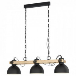 Eglo LUBENHAM Lampada a Sospensione Struttura in metallo e legno, Finitura Nero, Marrone 90x20xh110 cm, Lampadina non Incl.