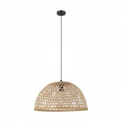 Eglo CLAVERDON Lampada a Sospensione Struttura in metallo, Paralume Rattan, Finitura Nero Ø49,5xh110 cm, Lampadina non Incl.