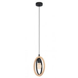 Eglo BASILDON Lampada a Sospensione Struttura in Metallo e Legno, Finitura Nero, marrone 19x16xh110 cm, Lampada non Incl.