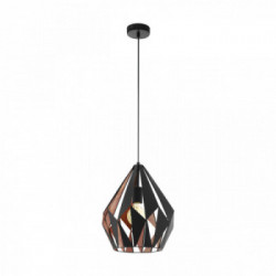Eglo CARLTON 1 Lampada a Sospensione Struttura in Metallo, Finitura Nero, Rame Ø31xh110 cm, Lampadina non Incl.