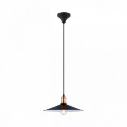 Eglo BRIDPORT Lampada a Sospensione Struttura in Metallo, Finitura Nero, Rame Ø36xh110 cm, Lampadina non Incl.