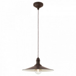 Eglo STOCKBURY Lampada a Sospensione Struttura in Metallo, Finitura Marrone Spazzolato, Crema Ø36xh110 cm, Lampadina non Incl.