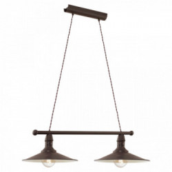 Eglo STOCKBURY Lampada a Sospensione Struttura in Metallo, Finitura Marrone Spazzolato, Crema 80x30xh110 cm, Lampadina non Incl.
