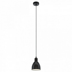 Eglo PRIDDY Lampada a Sospensione Struttura in Metallo, Finitura Nero, Bianco Ø15,5xh110 cm, Lampadina non Incl.