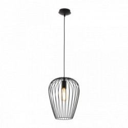 Eglo NEWTOWN Lampada a Sospensione Struttura in Metallo, Finitura Nero Ø27,5xh110 cm, Lampadina non Incl.