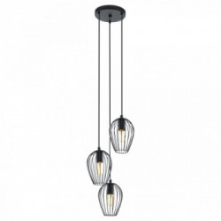 Eglo NEWTOWN Lampada a Sospensione Struttura in Metallo, Finitura Nero Ø38xh130 cm, Lampadina non Incl.