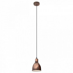 Eglo PRIDDY 1 Lampada a Sospensione Struttura in Metallo, Finitura Rame Anticato Ø15,5xh110 cm, Lampadina non Incl.