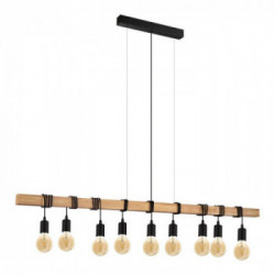 Eglo TOWNSHEND Lampada a Sospensione Struttura in Legno, Finitura marrone, Nero 150x10xh110 cm, Lampadina non Incl.