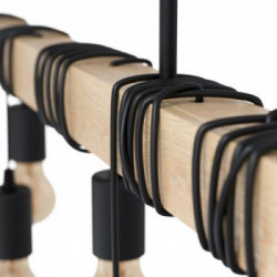 Eglo TOWNSHEND Lampada a Sospensione Struttura in Legno, Finitura marrone, Nero 150x10xh110 cm, Lampadina non Incl.