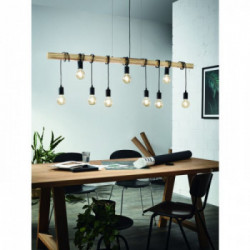Eglo TOWNSHEND Lampada a Sospensione Struttura in Legno, Finitura marrone, Nero 150x10xh110 cm, Lampadina non Incl.