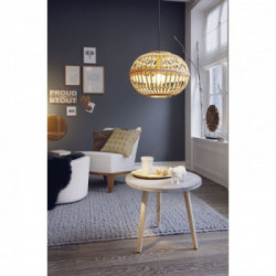 Eglo AMSFIELD Lampada a Sospensione Struttura in Metallo, Finitura marrone Ø38xh110 cm, Lampadina non Incl.