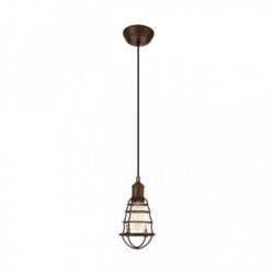 Eglo PORT SETON Lampada a Sospensione Struttura in Metallo, Finitura color ruggine Ø13xh110 cm, Lampadina non Incl.