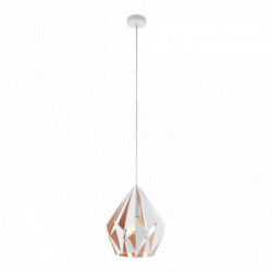 Eglo CARLTON 1 Lampadina a Sospensione Struttura in Metallo, Finitura Bianco e oro Ø31xh110 cm, Lampadina non Incl.
