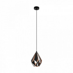 Eglo CARLTON 1 Lampadina a Sospensione Struttura in Metallo, Finitura Nero, Rame Ø20,5xh110 cm, Lampadina non Incl.
