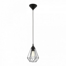 Eglo TARBES Lampadina a Sospensione Struttura in policarbonato, Finitura Nero Ø17,5xh110 cm, Lampadina non Incl.