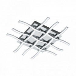 Eglo LASANA 1 Plafo-Applique Struttura in Metallo, Finitura Cromo, Diffusore in policarbonato, Finitura Bianco 50x50xh6,5 cm