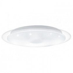 Eglo LANCIANO 1 Plafo-Applique Struttura in Metallo, Finitura Bianco Trasparente, Diffusore in policarbonato effetto cristallo,