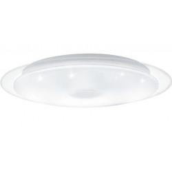 Eglo LANCIANO 1 Plafo-Applique Struttura in Metallo, Finitura Bianco Trasparente, Diffusore in policarbonato effetto cristallo,