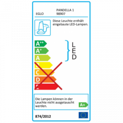 Eglo PANDELLA 1 Luce da Specchio in Alluminio, Finitura Nero, Diffusore in Policarbonato, Finitura Bianco IP44 40x12xh4 cm