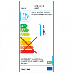 Eglo PANDELLA 1 Luce da Specchio in Alluminio, Finitura Nero, Diffusore in Policarbonato, Finitura Bianco IP44 60x12xh4 cm