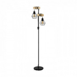 Eglo TOWNSHEND 5 Piantana Struttura in Metallo e Legno, Finitura Nero, Marrone 40x25xh166,5 cm Lamapadina non Incl.
