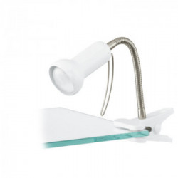 Eglo FABIO Luci a Pinza, Struttura in Metallo e Policarbonato, Finitura Bianco Argento, h30 cm