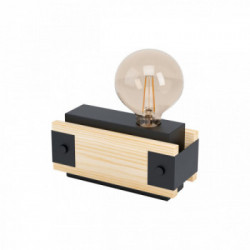 Eglo LAYHAM Lampada da Tavolo Struttura in Legno, Finitura Marrone-Nero 20x8,5xh10 cm